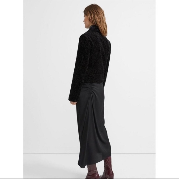 Theory Slim Moto Zip Jacket in Black Embossed Faux Fur Size - 6 - Picture 3 of 9